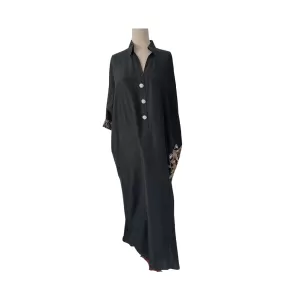 Sania Maskatiya Black Silk Embroidered Motif Kurta | Gently Used |