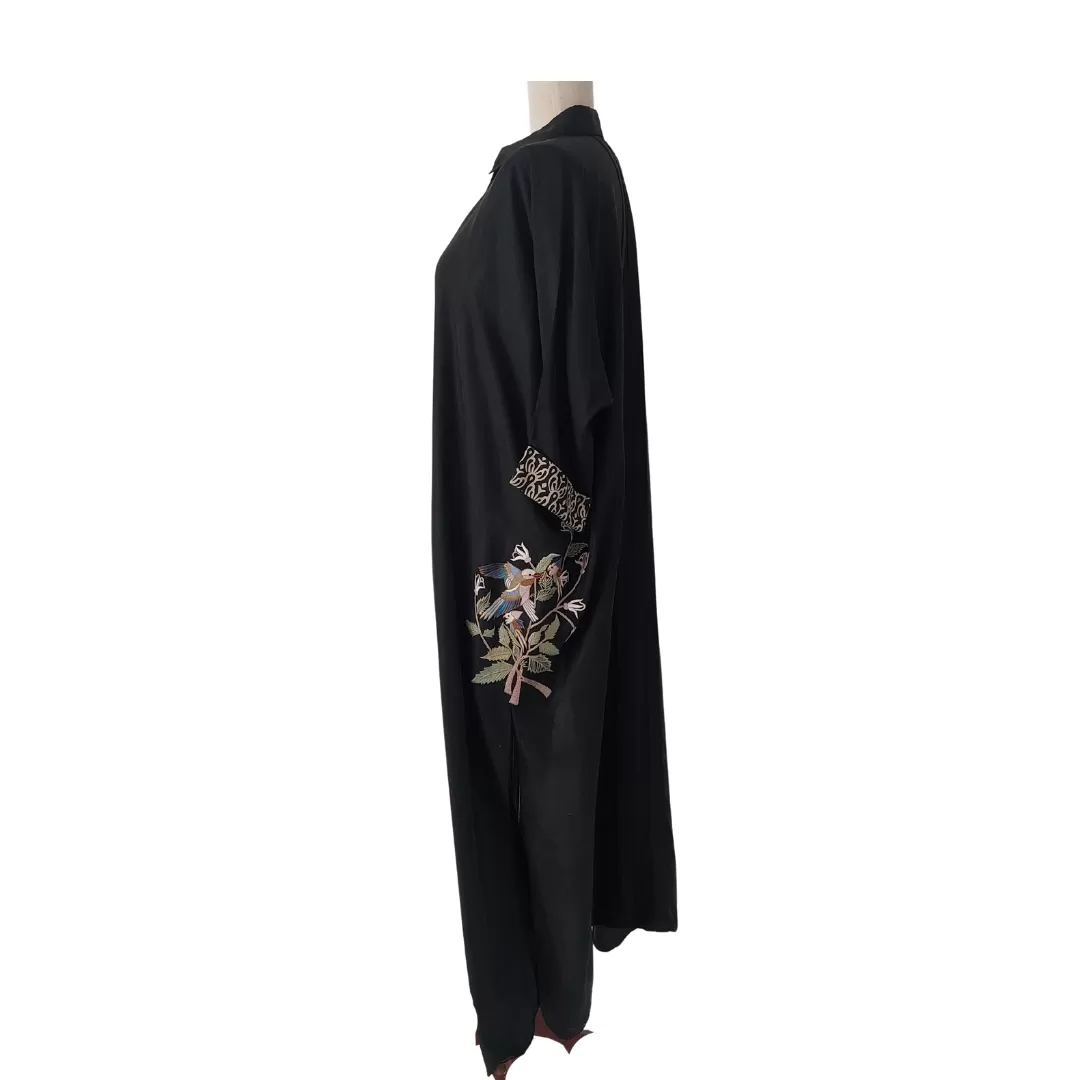 Sania Maskatiya Black Silk Embroidered Motif Kurta | Gently Used |