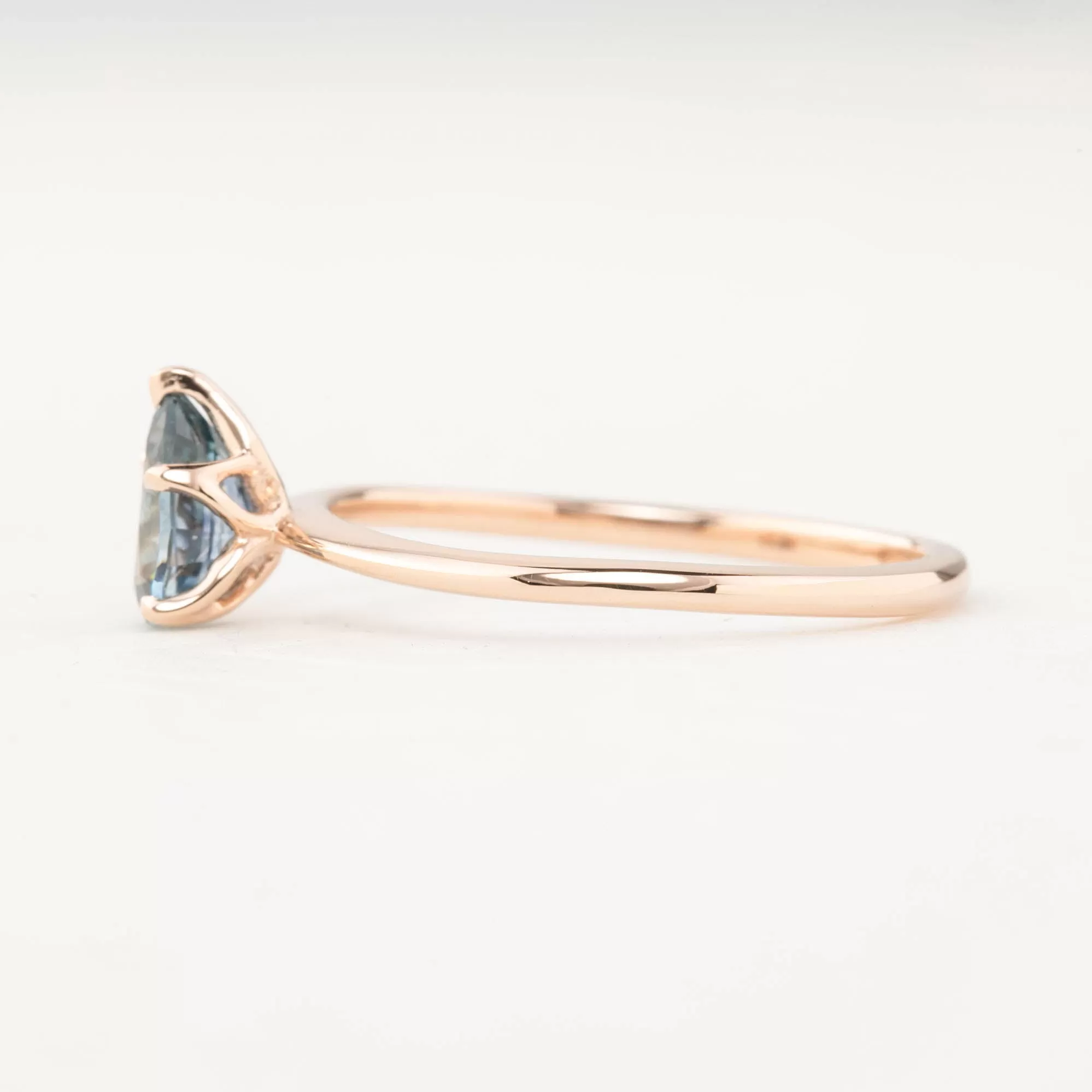 Sara Ring 0.86ct Light Blue Teardrop Montana Sapphire, 14k Rose Gold (One of a kind)