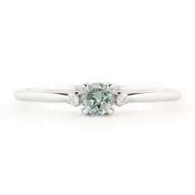 Sofia Ring 4mm 0.30ct Blue Green Round Montana Sapphire, 14K White Gold