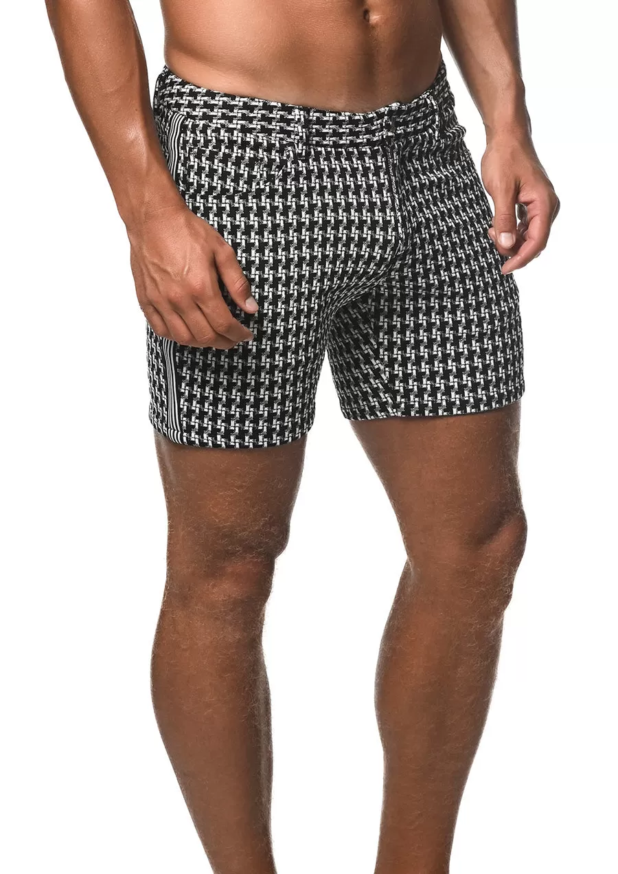 Stretch Knit Shorts w/Side Stripe (Mini Check)