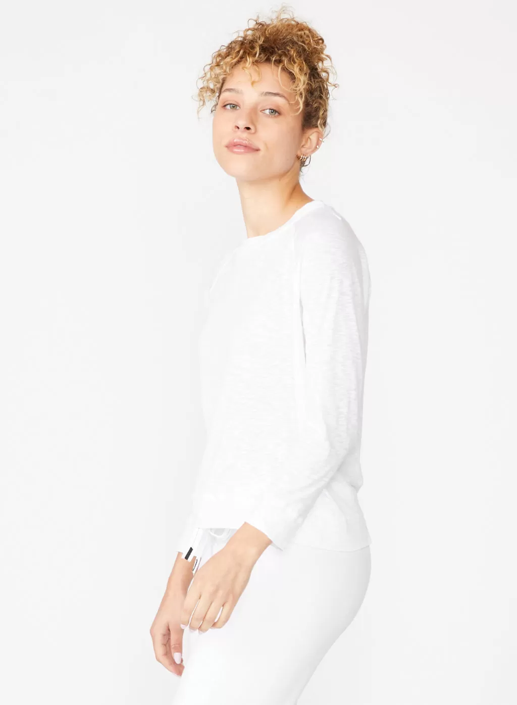 Supima Slub Jersey Sweatshirt Tee in White