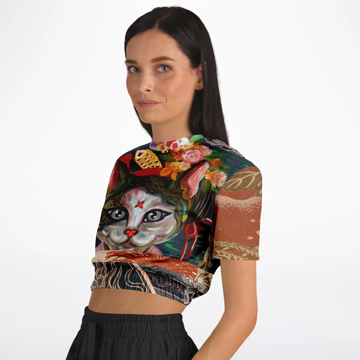 Sushi Boat Short Sleeve Cropped Eco-Poly Sweater