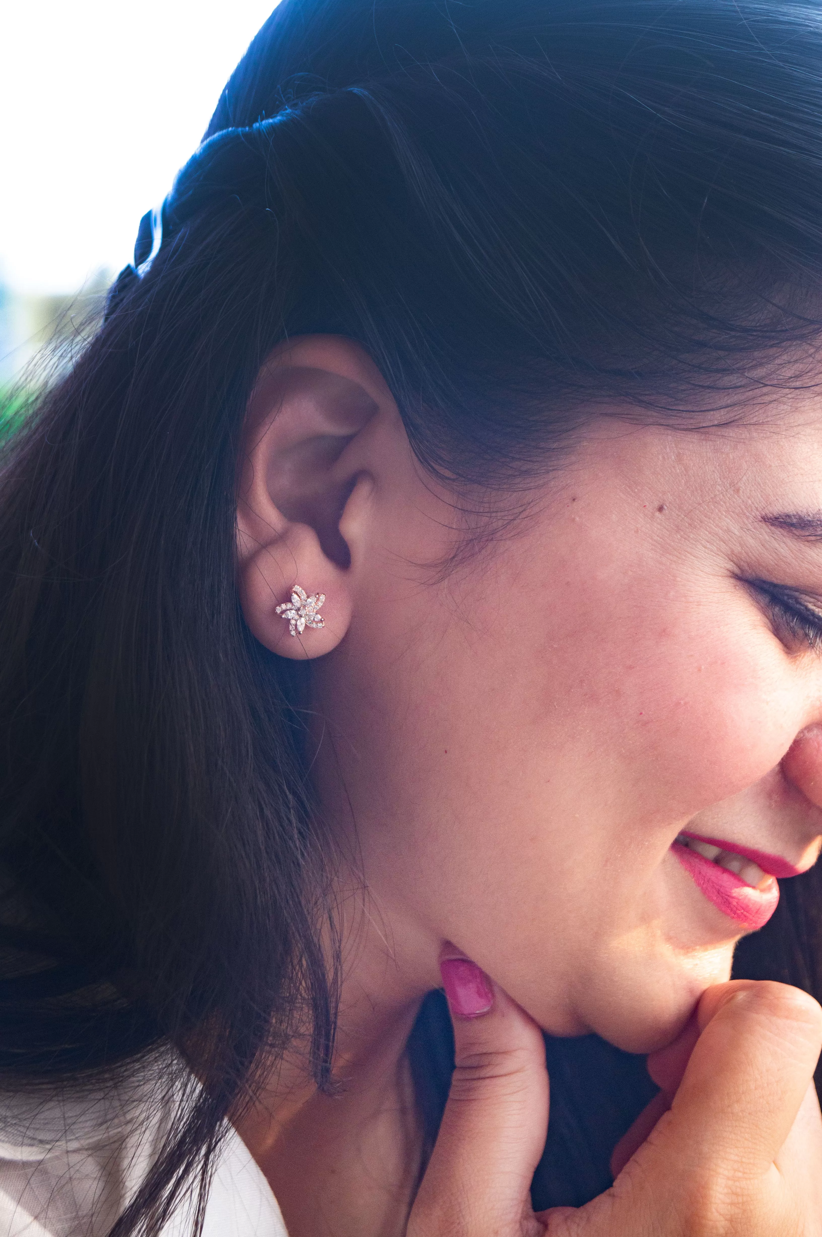 Swirling Flower Beauty Rose Gold Plated Sterling Silver Stud Earrings