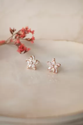 Swirling Flower Beauty Rose Gold Plated Sterling Silver Stud Earrings