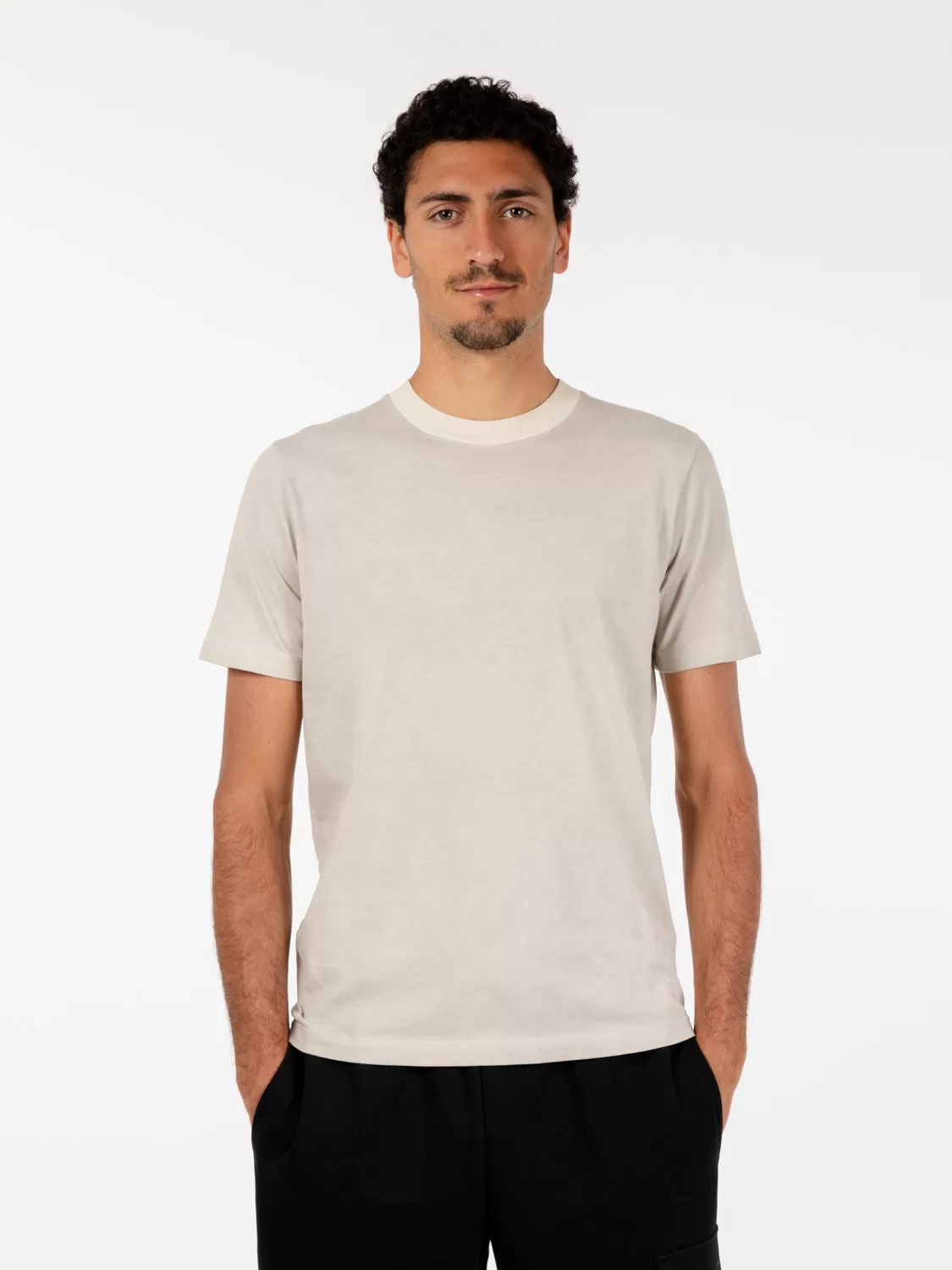 T-shirt basic a maniche corte old beige