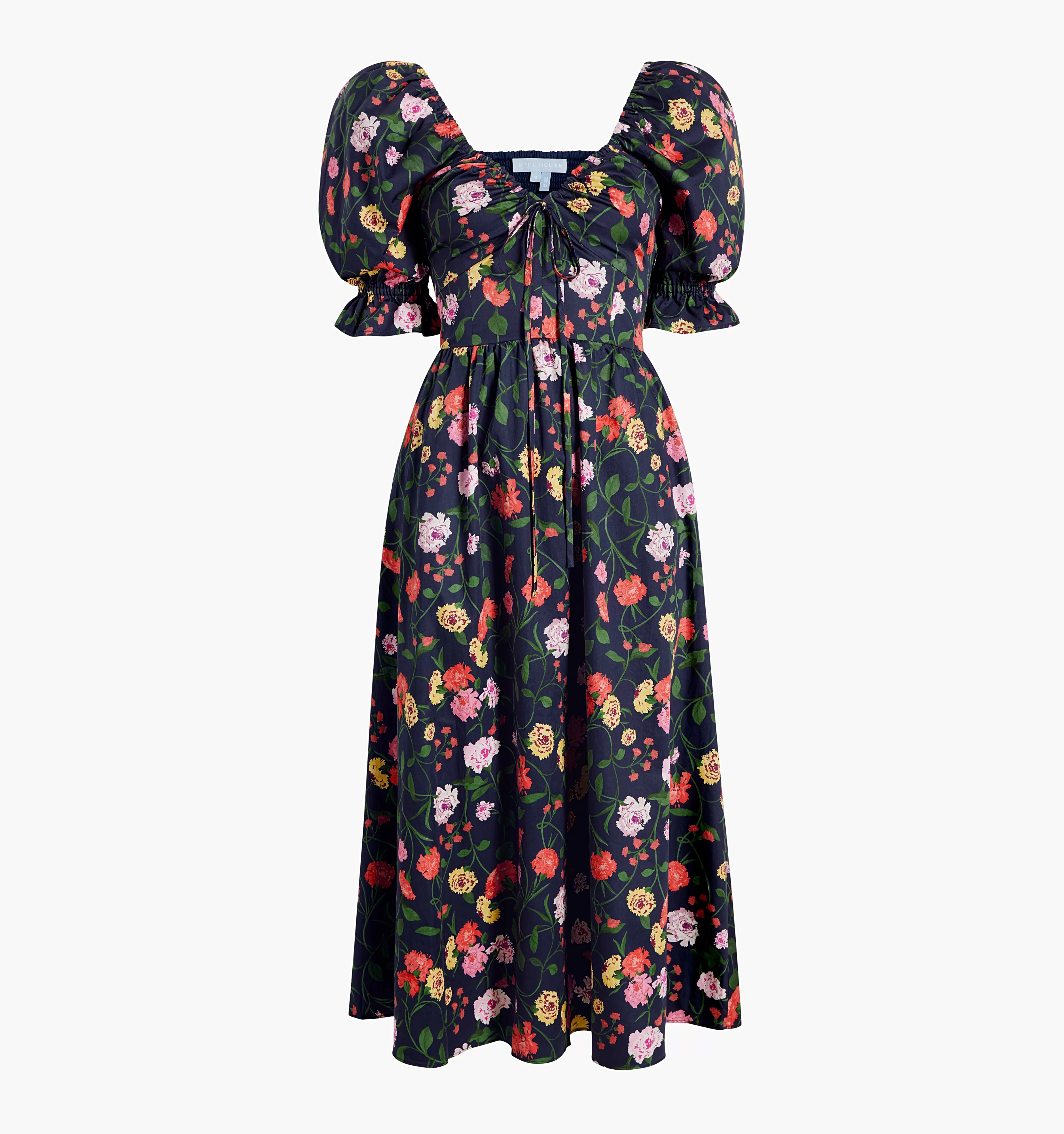 The Ophelia Dress - Navy Peony Bouquet Cotton Sateen