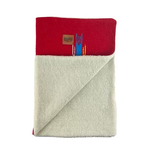 Thunderbird Blanket with Sherpa Lining - Red