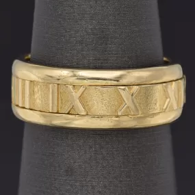 Tiffany & Co. 18K Yellow Gold 1995 Atlas Roman Numerals Band Ring