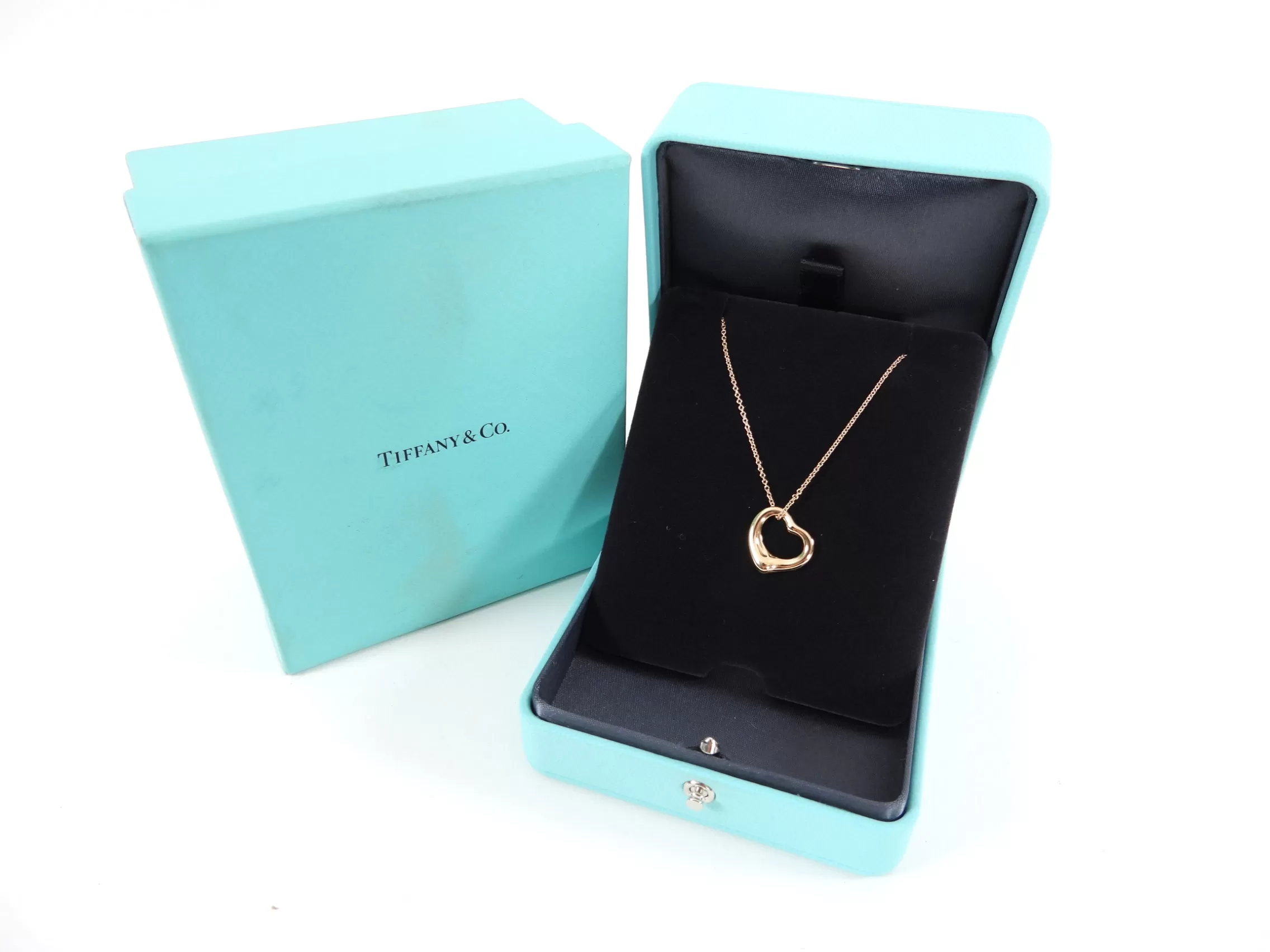 Tiffany & Co. Elsa Peretti 18k Rose Gold Open Heart Necklace