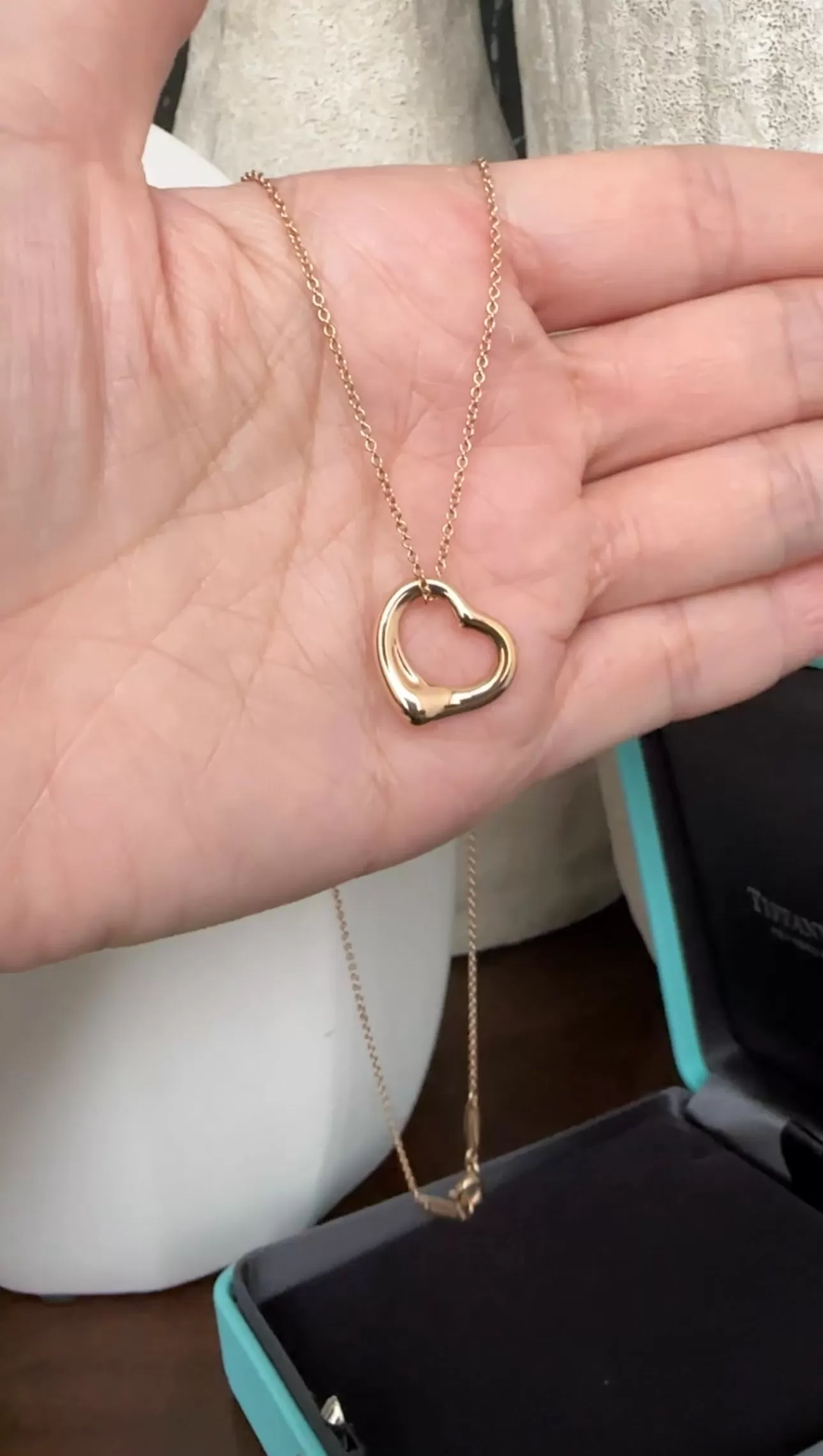 Tiffany & Co. Elsa Peretti 18k Rose Gold Open Heart Necklace