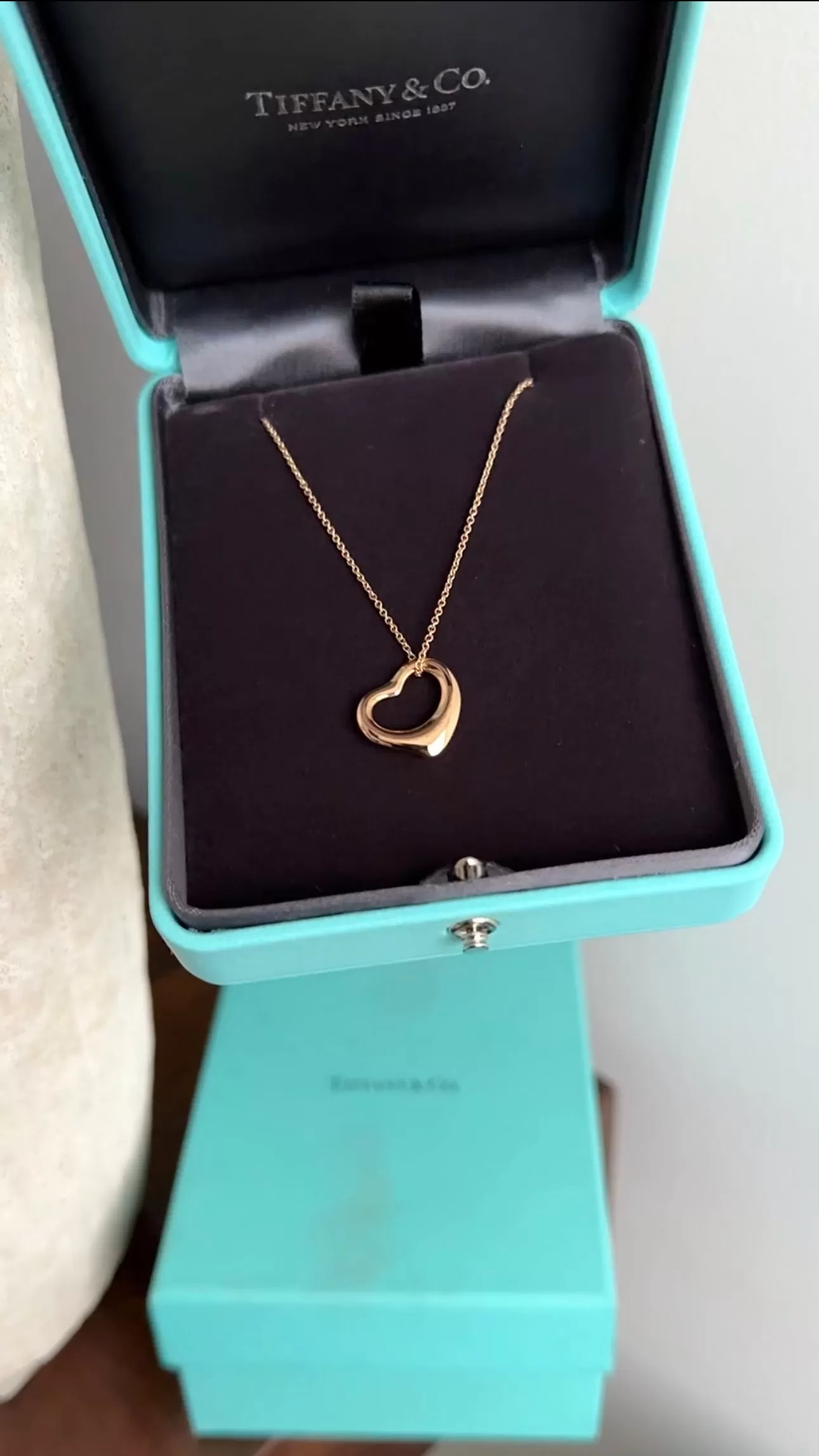 Tiffany & Co. Elsa Peretti 18k Rose Gold Open Heart Necklace