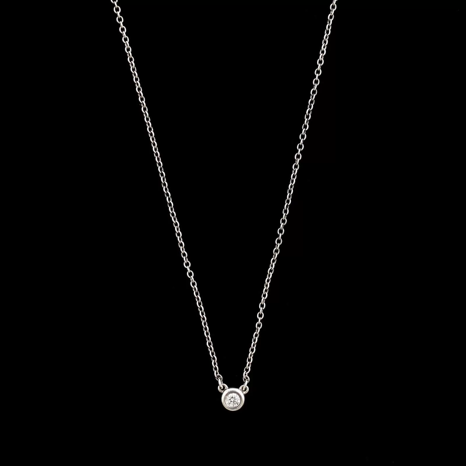 Tiffany & Co. Sterling Silver Estate Diamond By the Yard Diamond Pendant Necklace