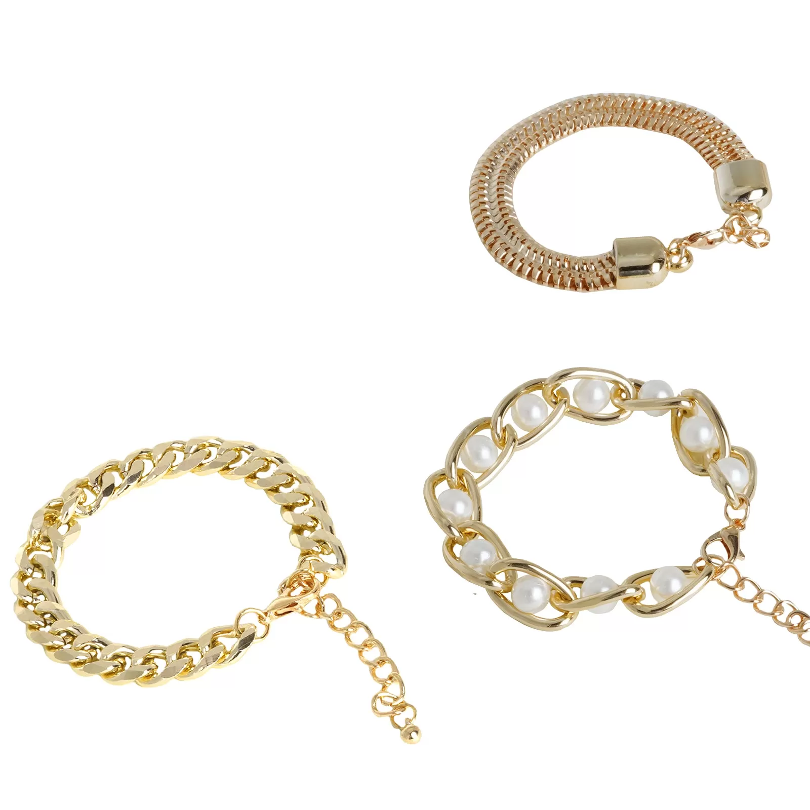 Touch of Glam Gold Set of 3 Bracelets