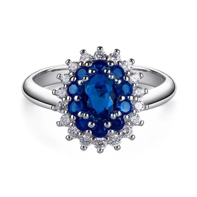 Trendy Sapphire Flower Opening Ring - 925 Sterling Silver