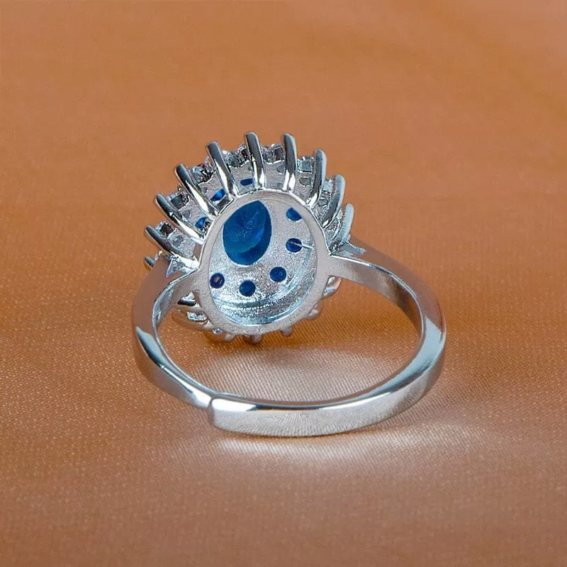 Trendy Sapphire Flower Opening Ring - 925 Sterling Silver