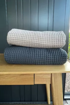 Turkish Grey Waffle 220x240cm Blanket