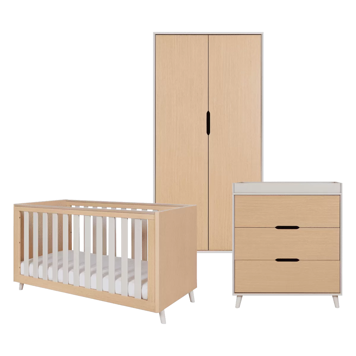 Tutti Bambini Fika 3pc Room Set - Light Oak/White Sand