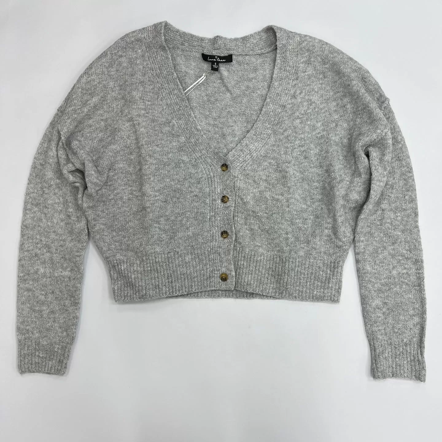 Women's Button Down Napped Yarn Crop Cardigan