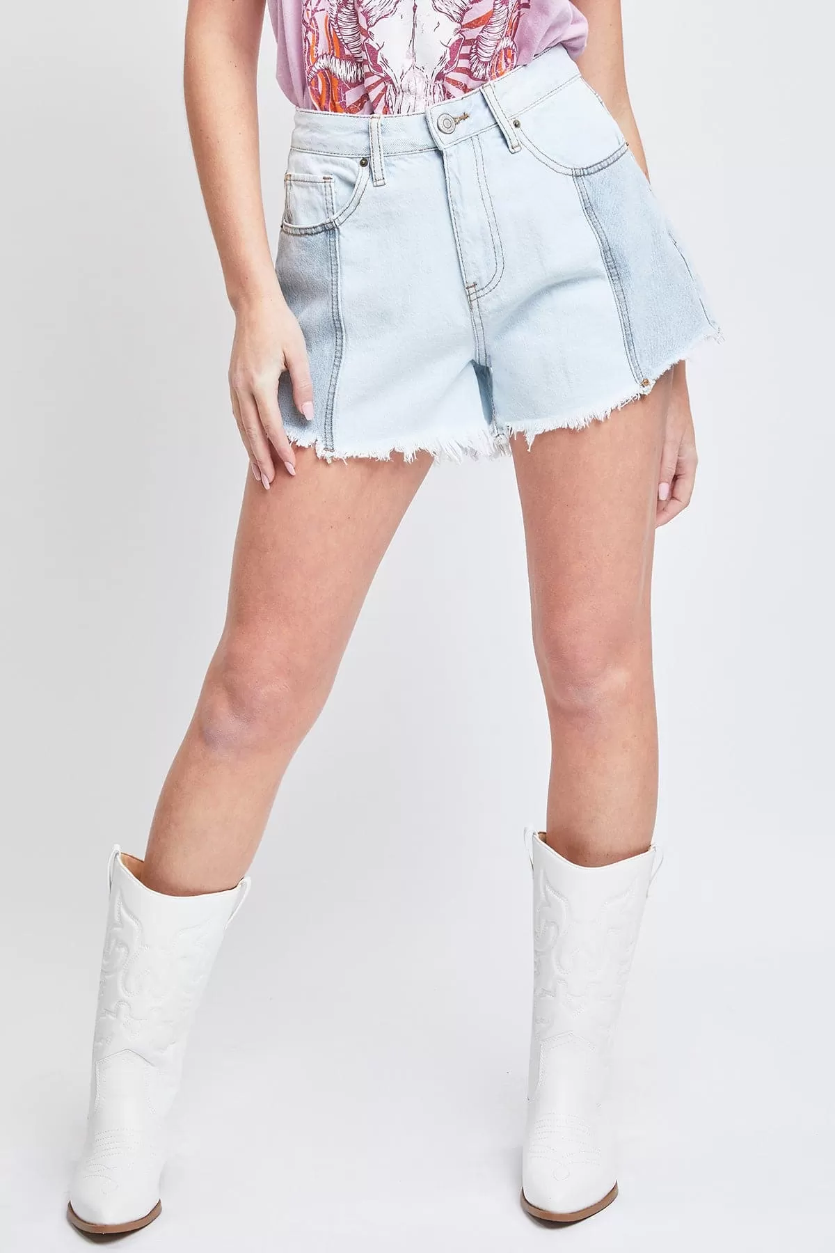 Women's  Colorblock Denim Shorts