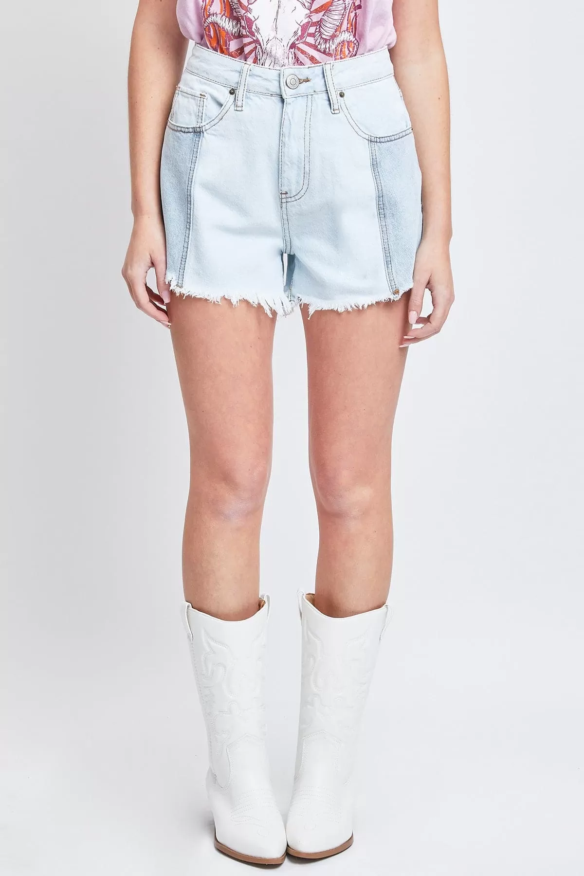 Women's  Colorblock Denim Shorts