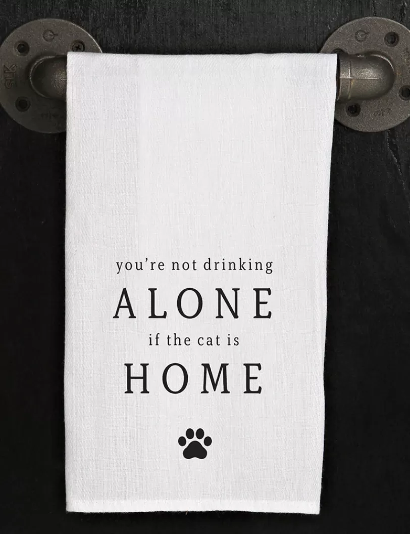 You're Not Drinking Alone If The Cat Is Home Kitchen Towel/ Dish Towel